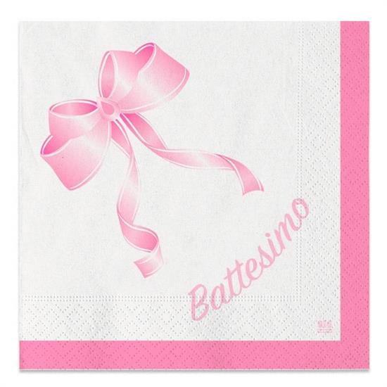 TOVAGLIOLI BATTESIMO FIOCCO ROSA 20pz