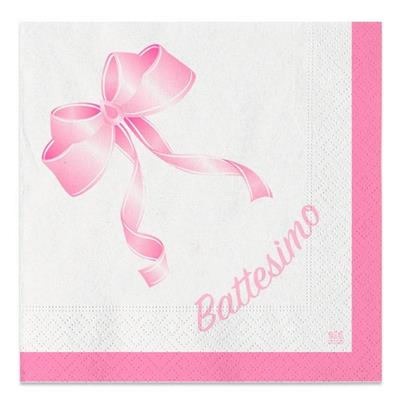 TOVAGLIOLI BATTESIMO FIOCCO ROSA 20pz
