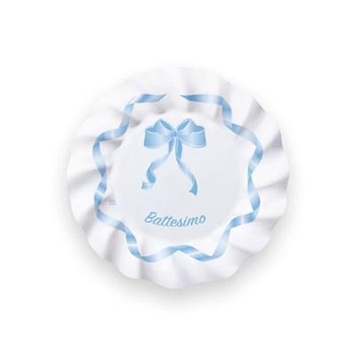 PIATTI BATTESIMO FIOCCO CELESTE 20cm 8pz