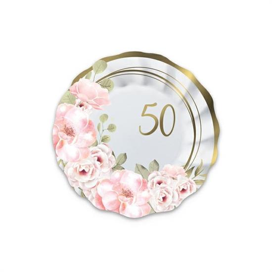 PIATTI 50' ANNIVERSARIO FLORAL 8pz 20cm.