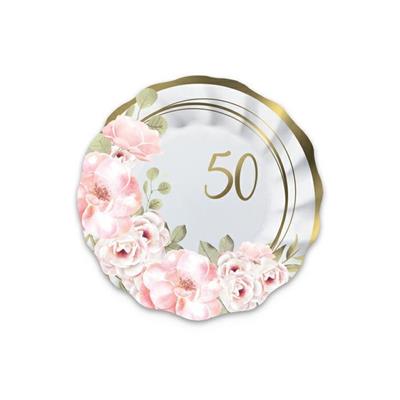 PIATTI 50' ANNIVERSARIO FLORAL 8pz 20cm.