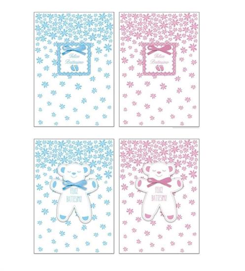 BIGLIETTO BATTESIMO AZZURRO/ROSA