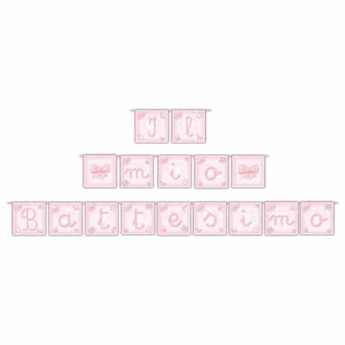 FESTONE QUADRO BATTESIMO ROSA 3,9mt