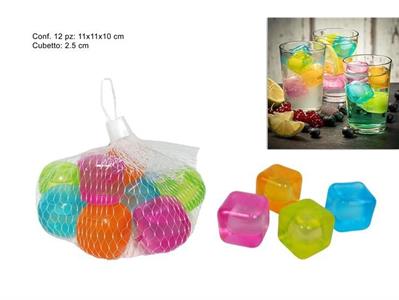 CUBETTI GHIACCIO PLASTICA COLORATI 12pz