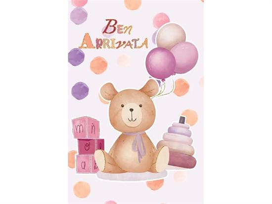 BIGLIETTO NASCITA ORSO BEN ARRIVATA