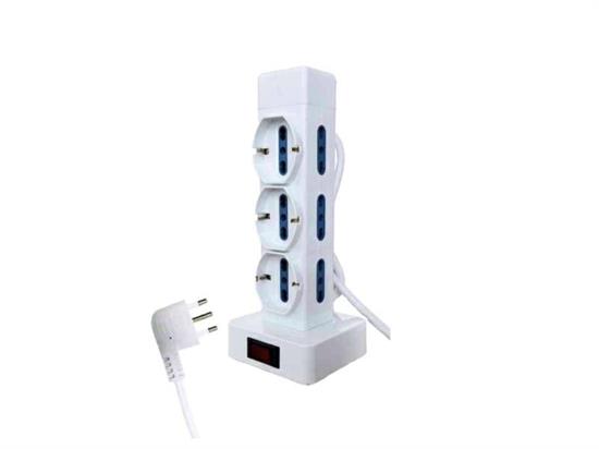 MULTIPRESA TORRE 9 POSTI (3 SCHUKO + 6 BIPASSO) SPINA 16A