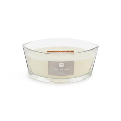 CANDELA IN VETRO FIAMMA EFFETTO CAMINO MELOGRANO