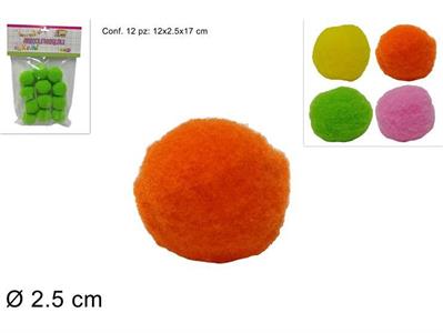 PALLINE OVATTA COLORATA 12pz 2,5cm COL.ASS.