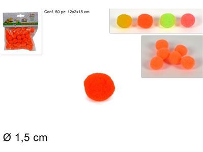 PALLINE OVATTA COLORATA 50pz 1,5cm COL.ASS.
