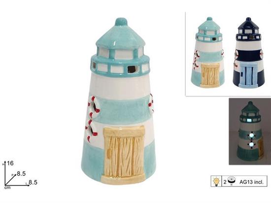 FARO CERAMICA C/LUCE DECORAZIONE MARINA 16cm