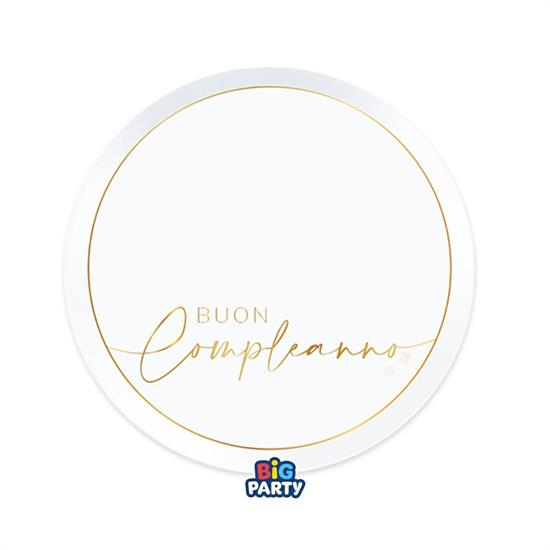 PIATTI BUON COMPLEANNO WHITE/GOLD 6pz 18cm