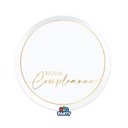 PIATTI BUON COMPLEANNO WHITE/GOLD 6pz 18cm