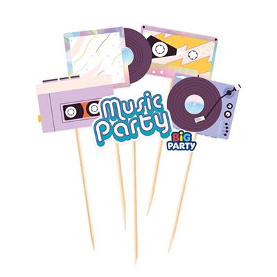 CAKE TOPPER MINI MUSIC PARTY 5pz