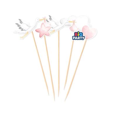 CAKE TOPPER MINI WELCOME BABY PINK 5pz