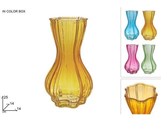 VASO VETRO COLORATO 25cm COL.ASS.
