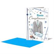 BIGLIETTO COMPLEANNO MASCHILE GIACCA DOPPIA ROTELLA