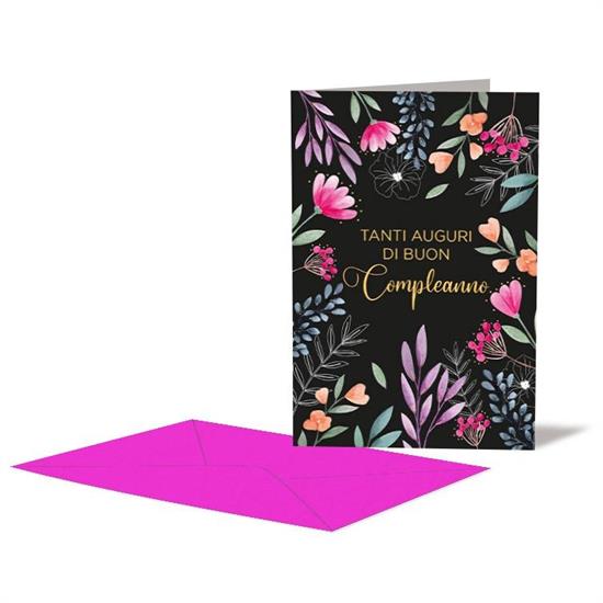 BIGLIETTO AUGURI FEMMINILE BLACK