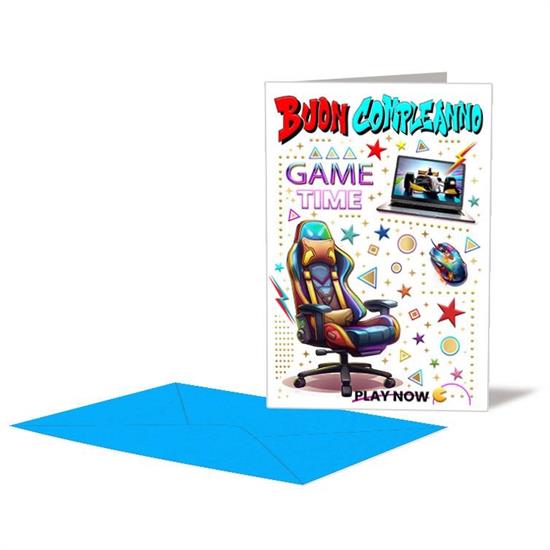 BIGLIETTO COMPLEANNO GAME TIME