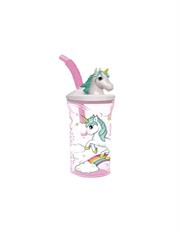 BICCHIERE 3D C/CANNUCCIA UNICORNO