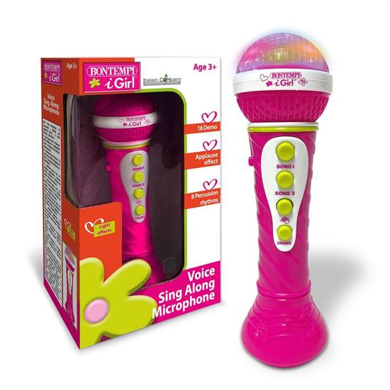 MICROFONO KARAOKE CON EFFETTI LUMINOSI ROSA