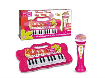 TASTIERA 24 TASTI CON MICROFONO KARAOKE ROSA