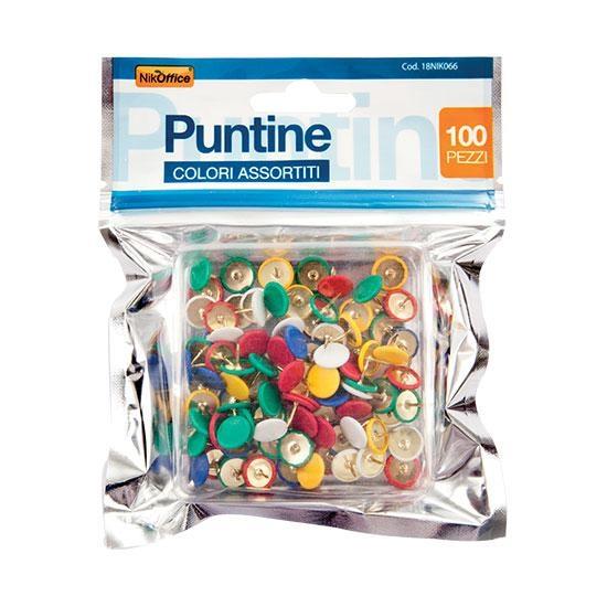 PUNTINE MULTICOLOR IN CONTENITORE PLASTICA.100pz