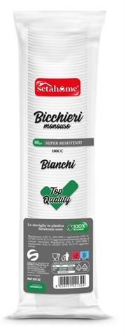 BICCHIERI MONOUSO BIANCHI 80pz 180cc