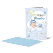 BIGLIETTO NASCITA AZZURRO NUVOLETTA