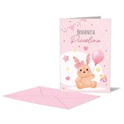 BIGLIETTO NASCITA ROSA CONIGLIETTO