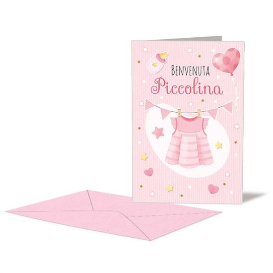 BIGLIETTO NASCITA ROSA BODY