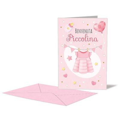 BIGLIETTO NASCITA ROSA BODY