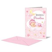 BIGLIETTO NASCITA ROSA NUVOLETTA