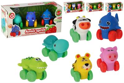 ANIMALI VINILE C/RUOTE 3pz INFANZIA ass.