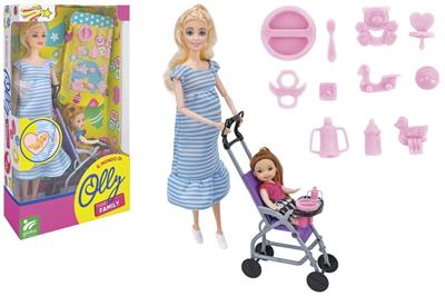 BAMBOLA INCINTA C/PASSEGGINO E BABY