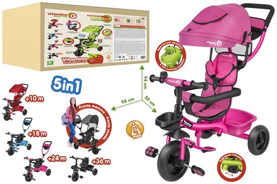 TRICICLO METALLO C/PARASOLE FUXIA new VITAMINO