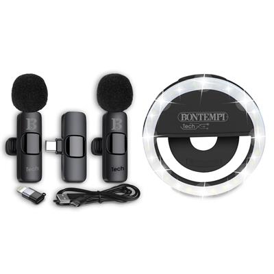 BONTEMPI TECH 2 MICROFONI WIRELESS + SELFIE RING LIGHT