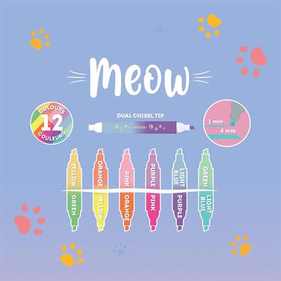 EVIDENZIATORI MEOW DOPPIA PUNTA 6pz LEGAMI