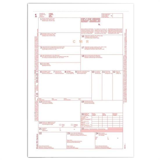 LETTERA VETTURA INTERNAZIONALE CMR 5copie 31x21 AUTOCOPIANTI