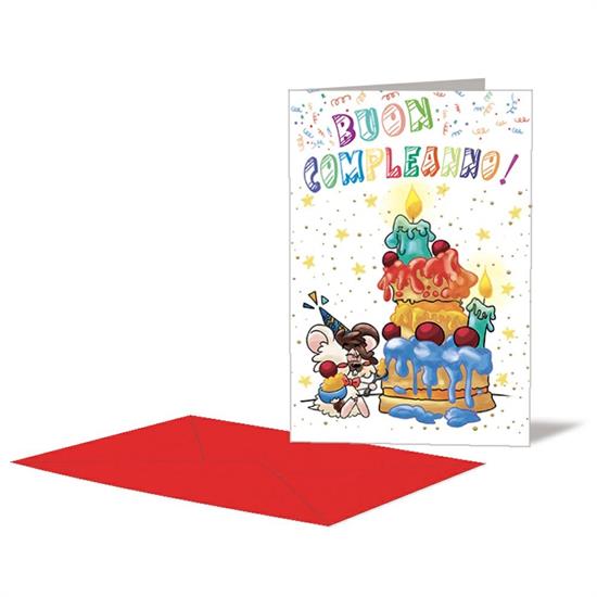 BIGLIETTO COMPLEANNO BIMBI TORTA