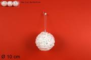 PALLE BIANCO PERLINE E PAILLETTES 10cm 3pz