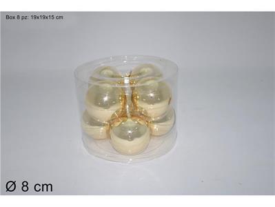 PALLE VETRO LUCIDE ORO 8cm 8pz