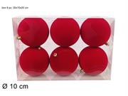PALLA FLOCCATA 10cm 6pz ROSSA