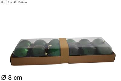 PALLE VERDE LUCIDO/PERLATO/GLITTER 8cm 12pz