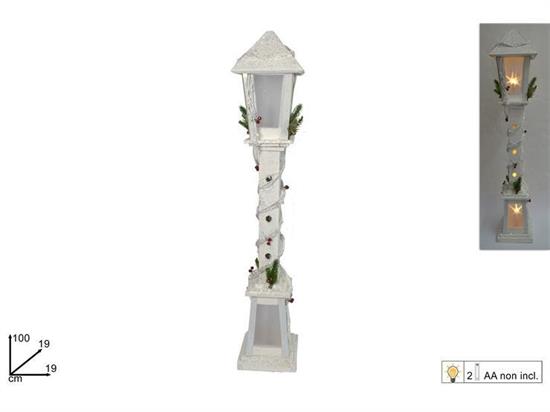 LAMPIONE LEGNO 100cm BIANCO C/LUCE