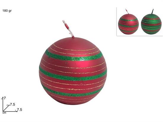 CANDELA PALLA 180gr ROSSO/ORO/VERDE