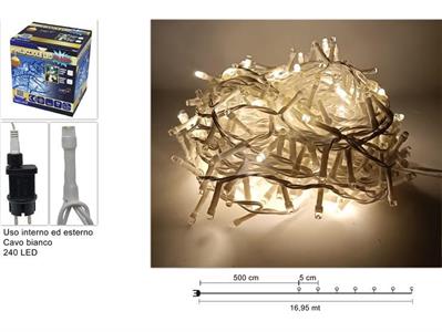 MINILUCCIOLE 240 LED FLASH BIANCO CALDO CAVO BIANCO