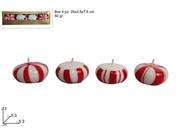CANDELE 5cm DECORO BIANCO ROSSO 50gr x4pz art.386454