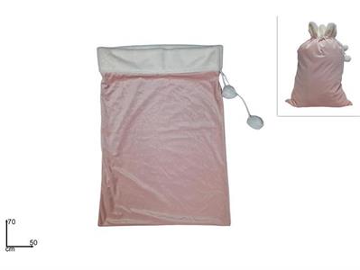 SACCO NATALE ROSA C/PELLICCIA BIANCA 50x70