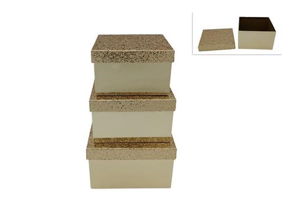 SCATOLA ORO C/COPERCHIO GLITTER 21x21 H.13