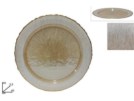 PIATTO VETRO C/BORDO ORO 40cm